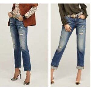 Cabi 100% Boyfriend distressed jeans cropped low rise sz‎ 6